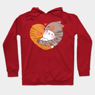 Heart Cuddling Cats Hoodie